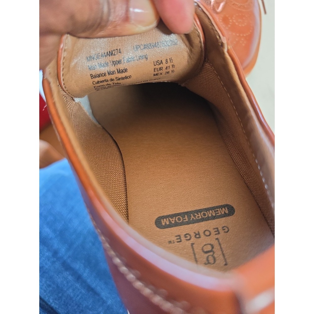 8.5 Mens George Jonaah Wingtip Oxford Dress Shoes Memory Insole True To Size - Picture 7 of 7